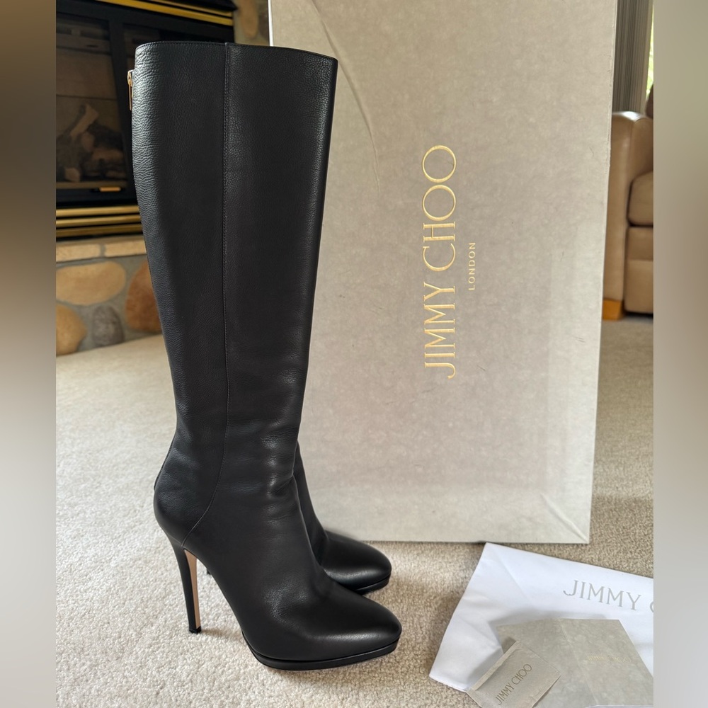 Jimmy Choo Leather Knee-High Zip Boot